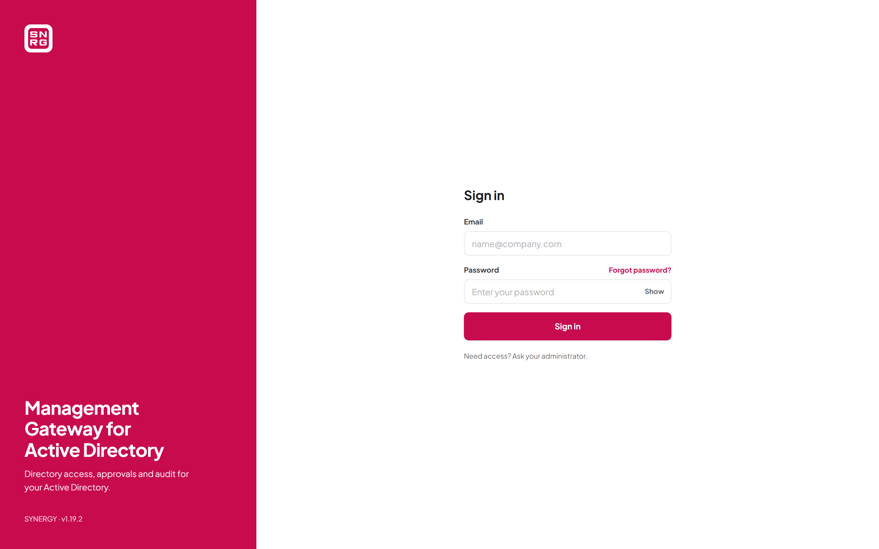 The sign-in page with password sign-in only