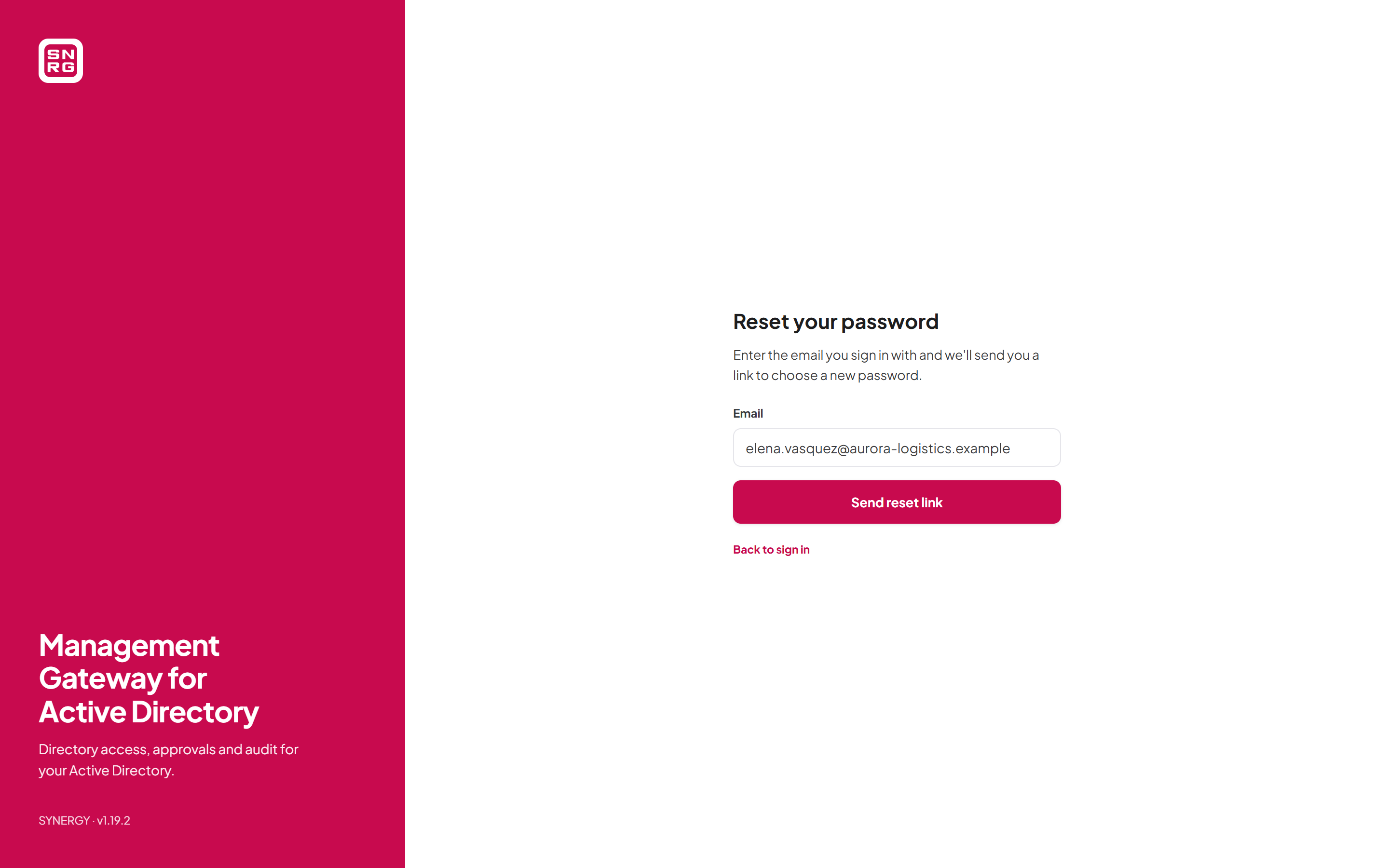 Requesting a password reset link