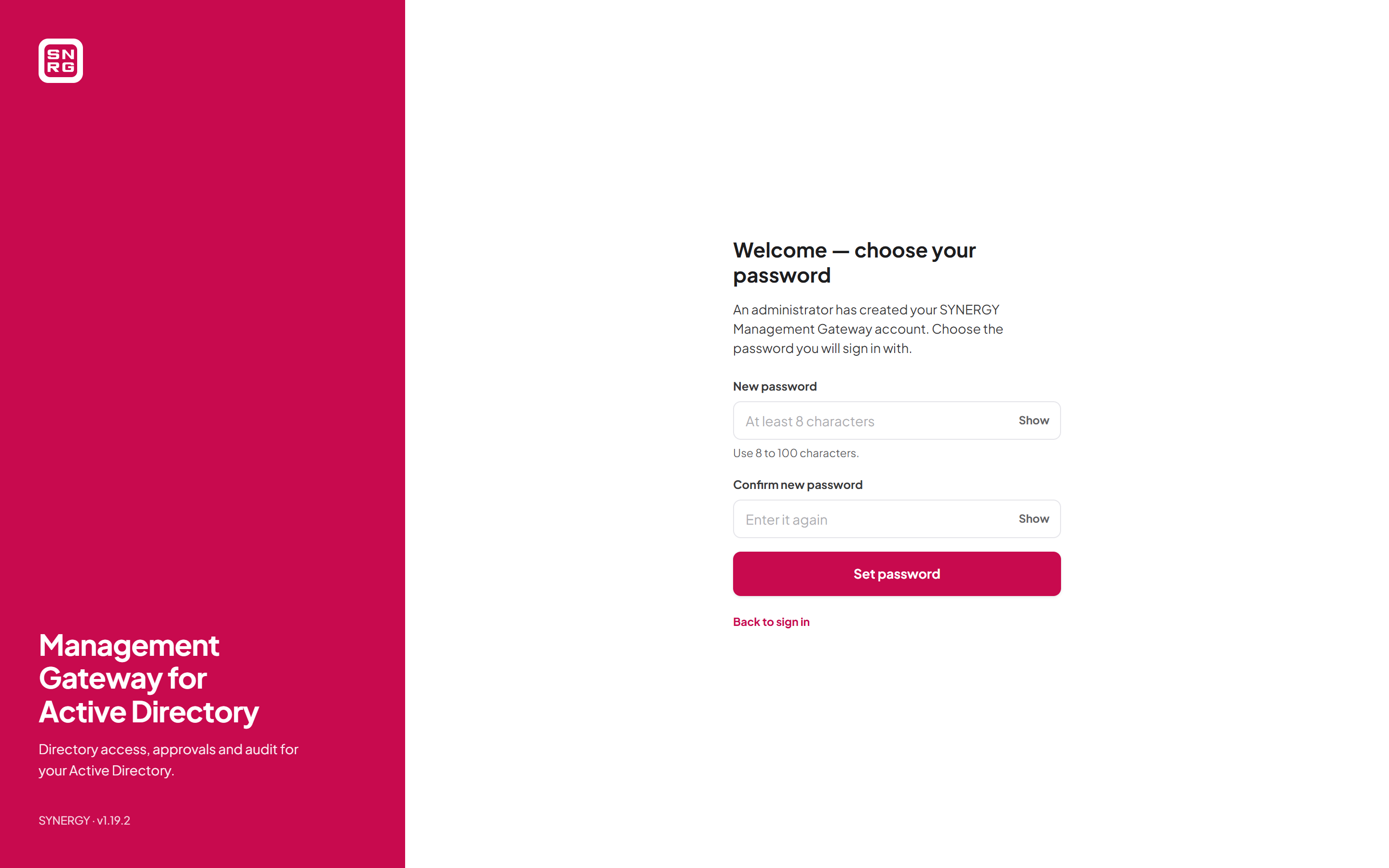 Setting a password from a welcome email