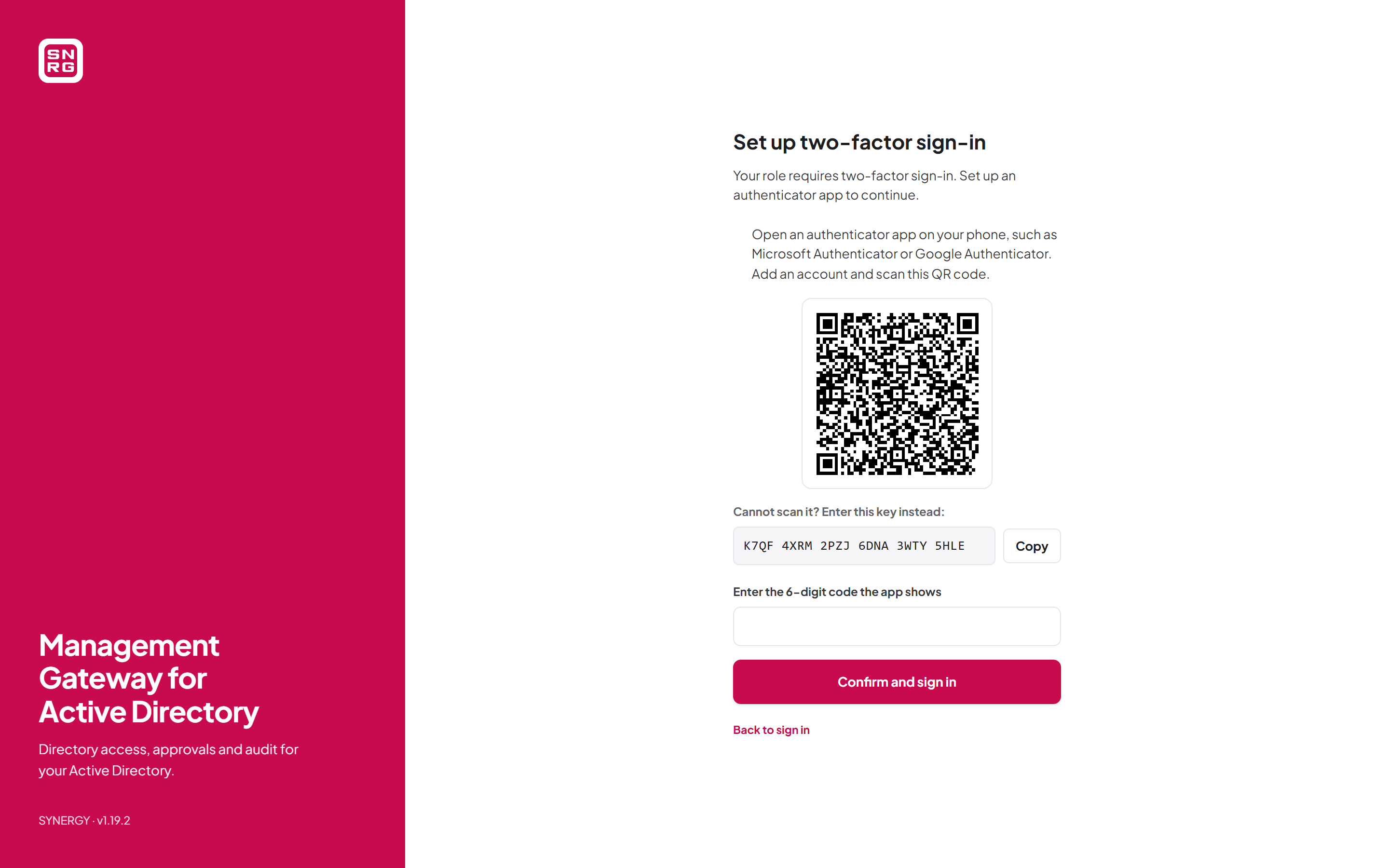 Setting up an authenticator during sign-in