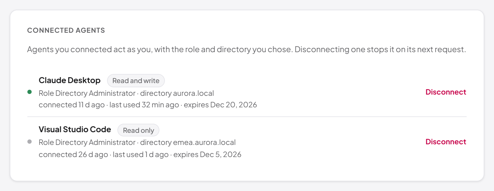 Connected agents in the profile