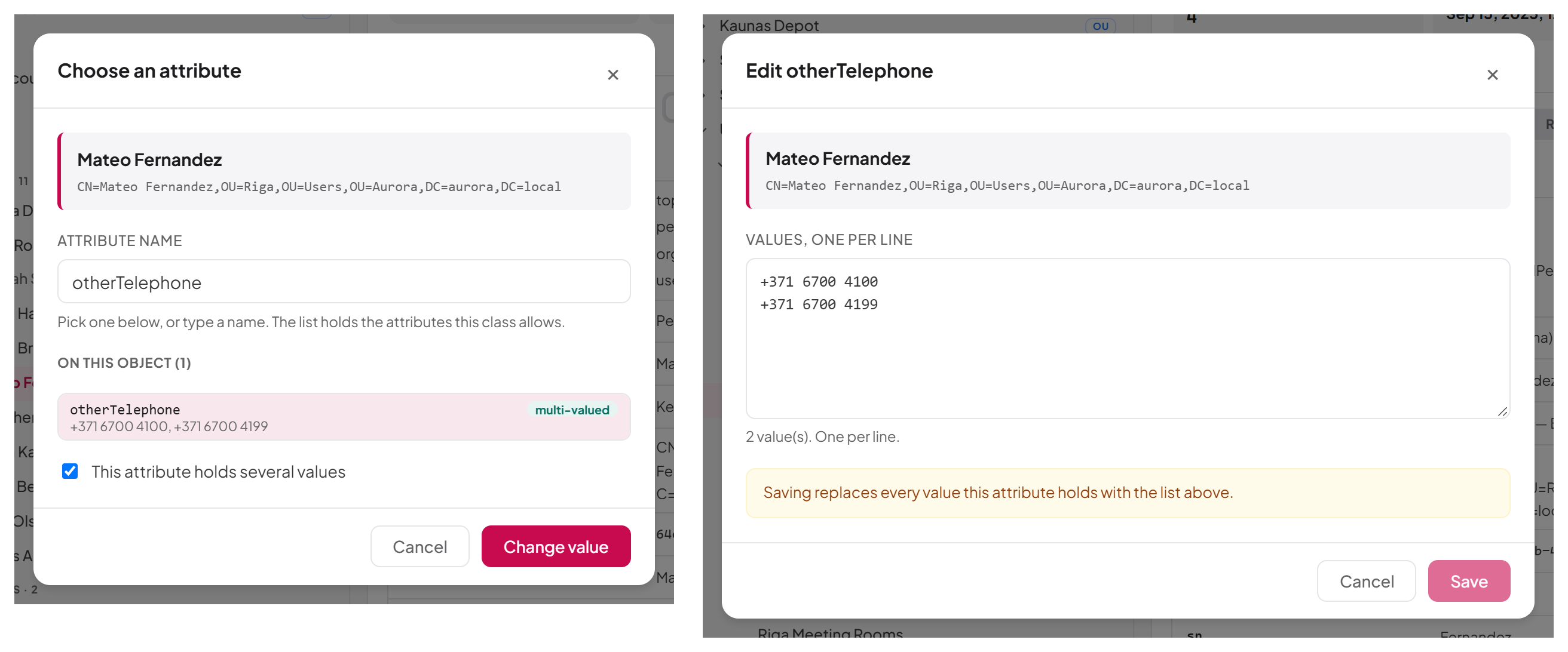 The attribute picker and editor