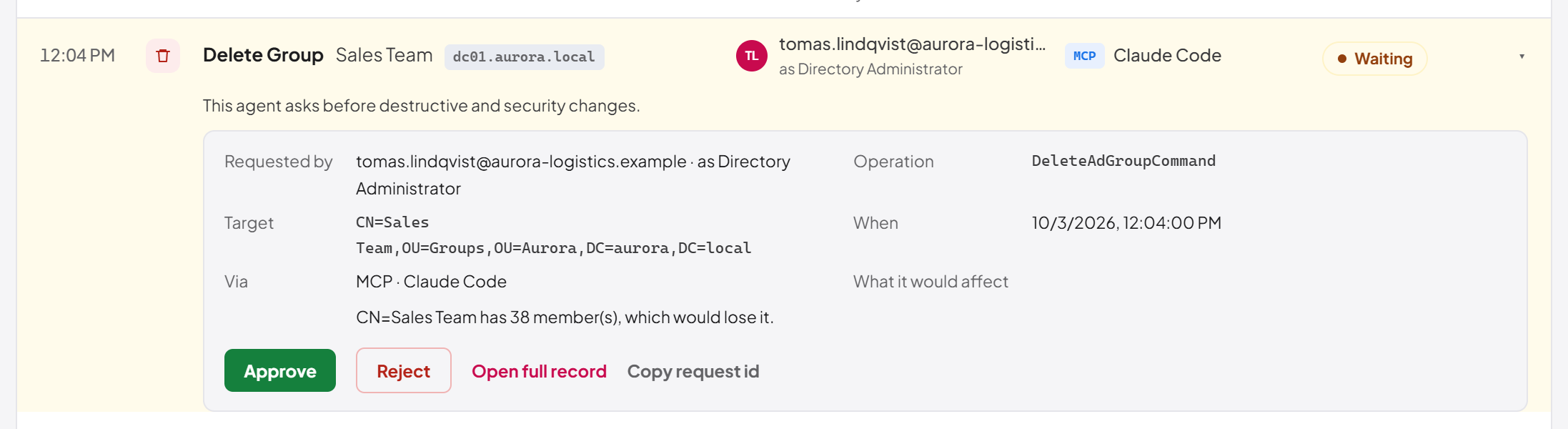 Approving from the list
