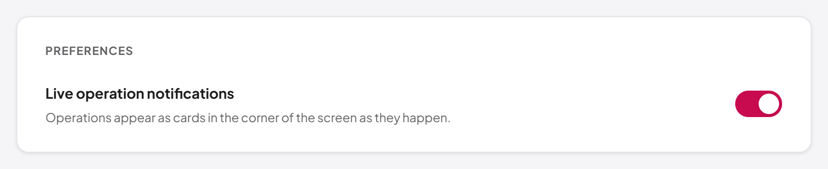 The live notifications preference