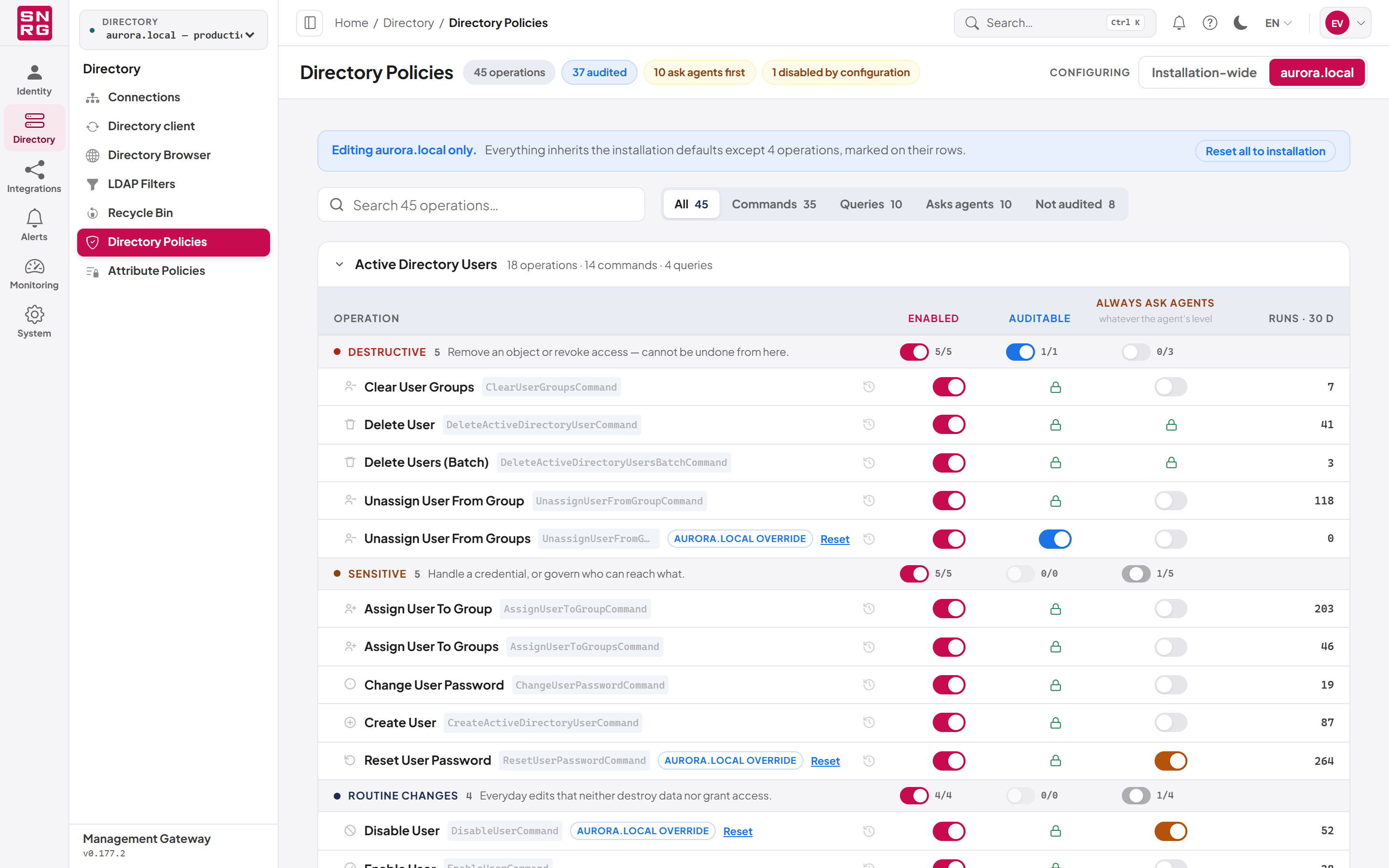 Per-directory policy scope