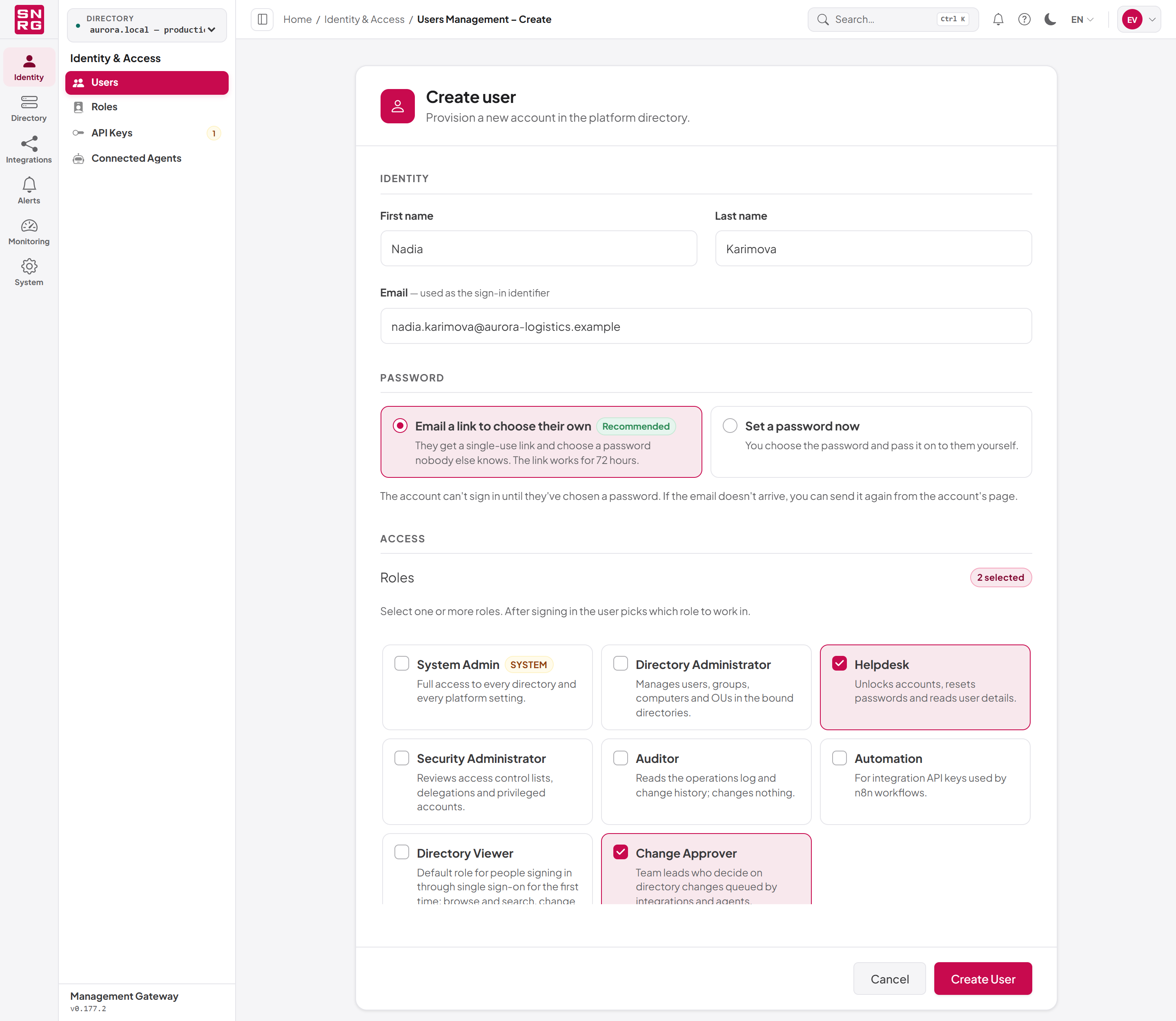 Creating a user