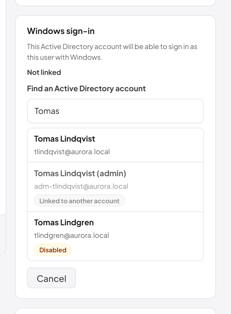Linking a Windows account