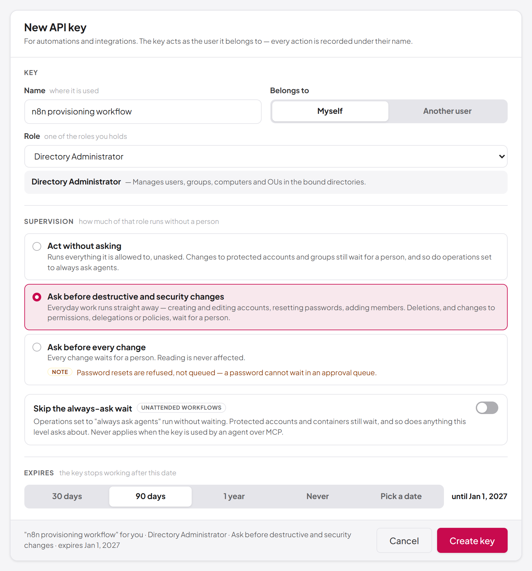 Creating an API key