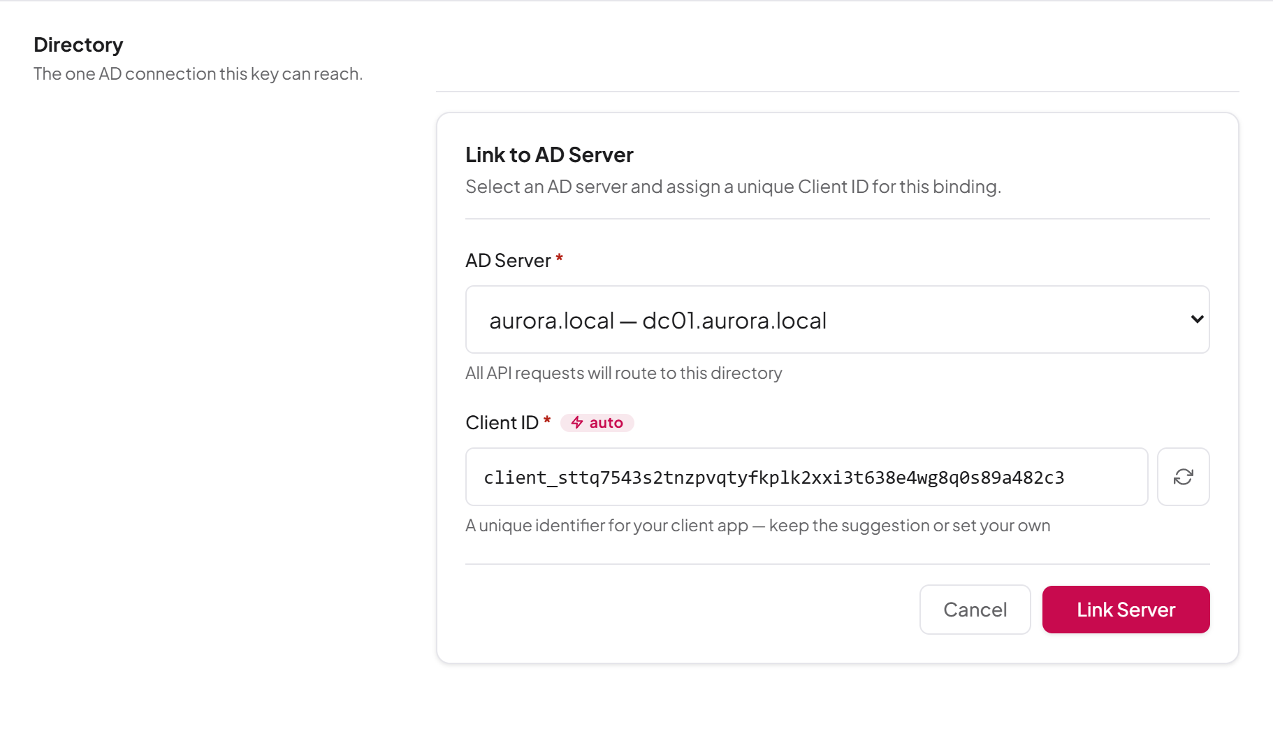 Linking a key to a directory