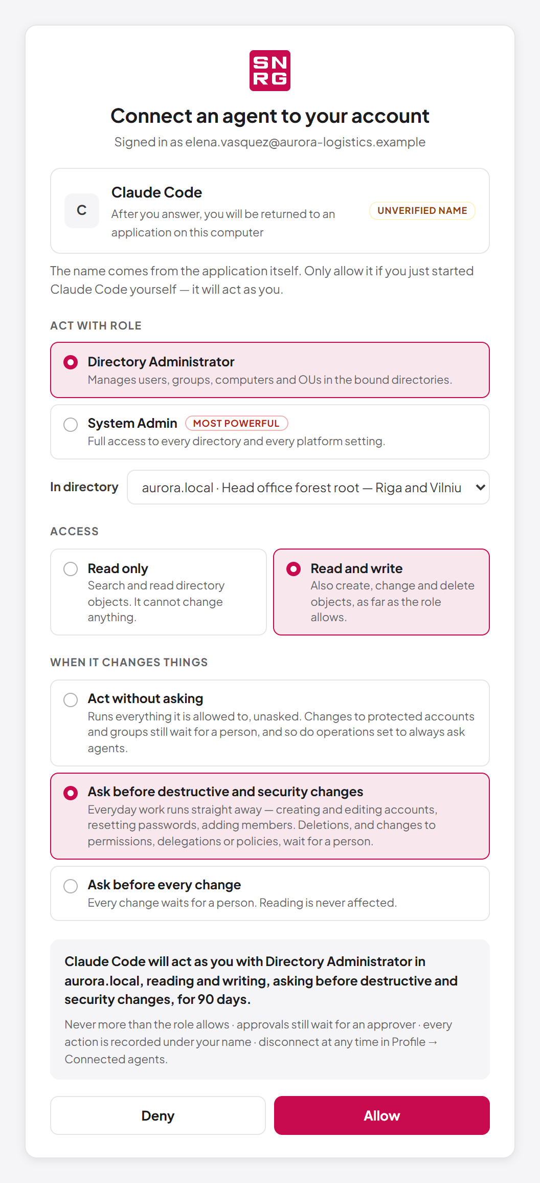 Connecting an agent to your account