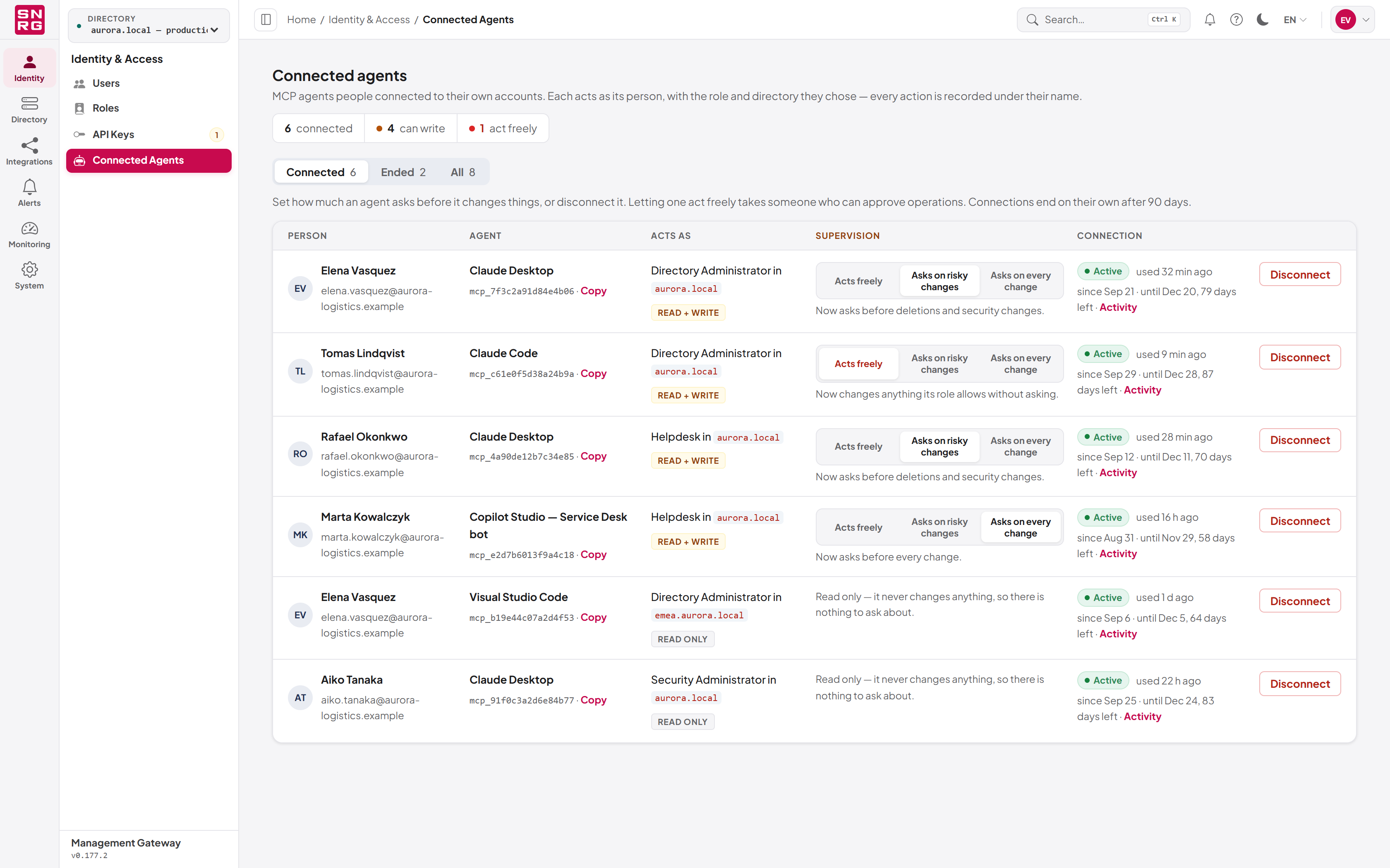 The Connected Agents page
