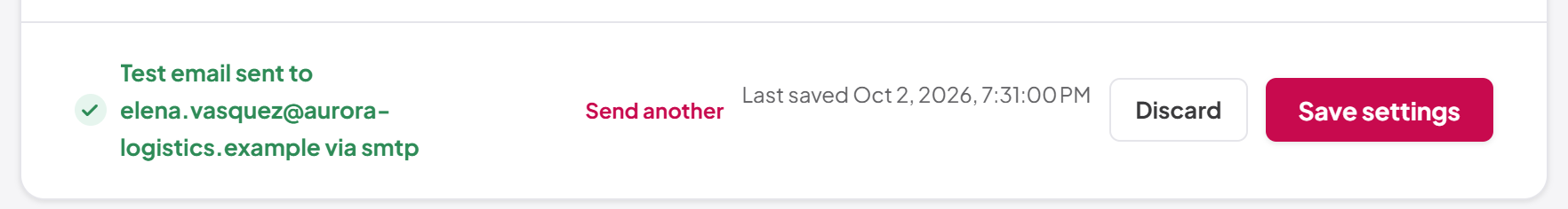 A successful test email