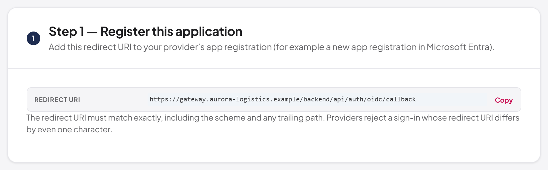 OpenID Connect step 1 — redirect URI