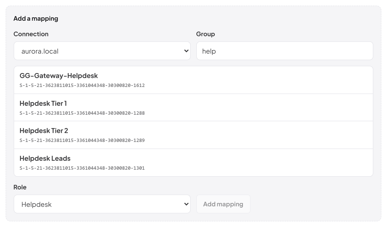 Adding a group → role mapping