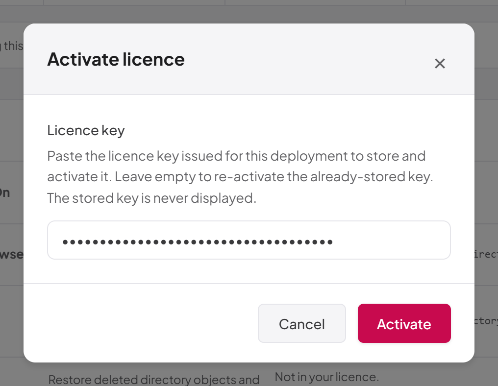 Activating a licence
