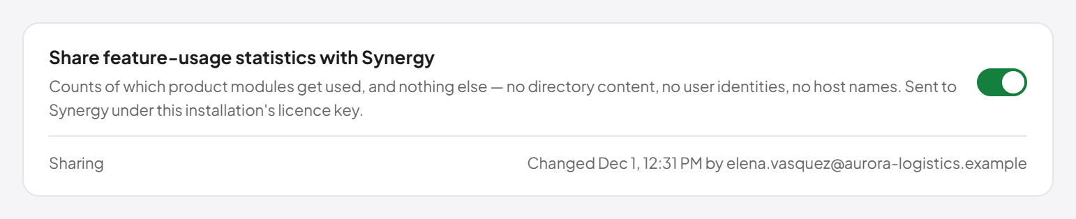 The usage statistics setting